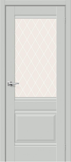 Межкомнатная дверь Прима-3, цвет: Grey Silk, с покрытием - ПЭТ, серия: Prima, размер: 200*60, стекло: White Сrystal