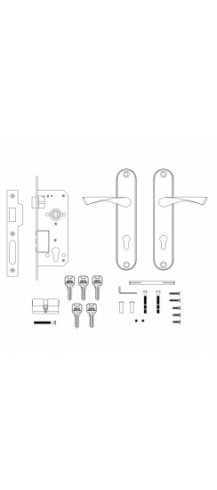 Замок Punto (Пунто) цилиндровый в комплекте с ручкой LOCKSET90.CRONA.4585-3 (KIT P90 4585/3 CRONA) AB бронза