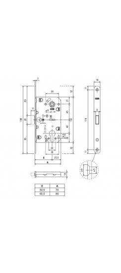 Корпус AGB (АГБ) замка магнит. под цил. MEDIANA POLARIS B06103.50.34.567 с отв. планк B02402.05 (мат хр)