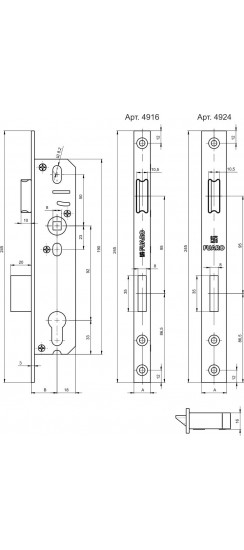 Корпус Fuaro (Фуаро) узкопрофильного замка с защелкой PROF4924-35/92 CP хром