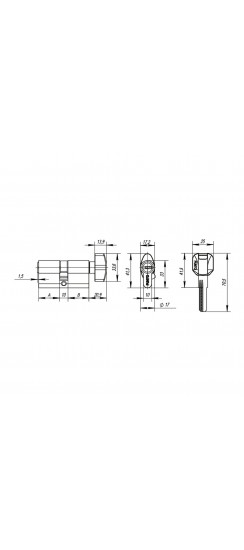 Цилиндровый Punto (Пунто) механизм MaxPro7002Knob70mm(30+10+30) SSC сатин.хром 7key с вертушкой