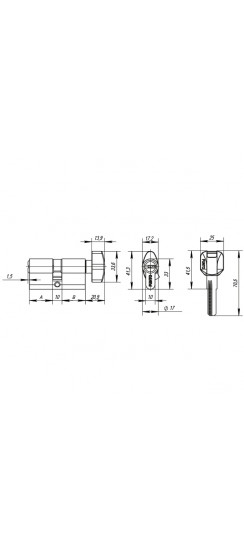 Цилиндровый Punto (Пунто) механизм (Z402/70) Z4002Knob70(30+10+30) с вертушкой CP хром