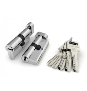Цилиндровый механизм (R602/60) R6002Knob60(25+10+25) CP хром 5Key с вертушкой
