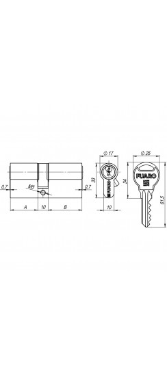 Цилиндровый Fuaro (Фуаро) механизм (R300/60) R3000Key60(25+10+25) AB бронза 5Key