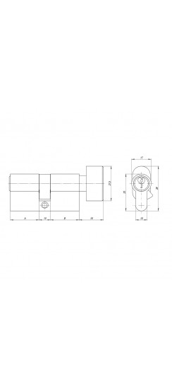 Цилиндровый Ajax (Аякс) механизм (AZ102/90) AZ1002Knob90 (35+10+45) CP хром