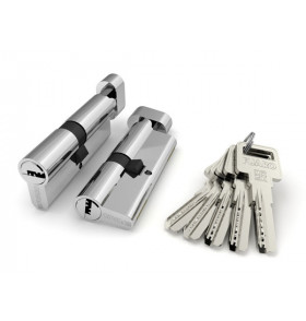 Цилиндровый механизм (R602/90) R6002Knob90(45+10+35) CP хром 5Key с вертушкой