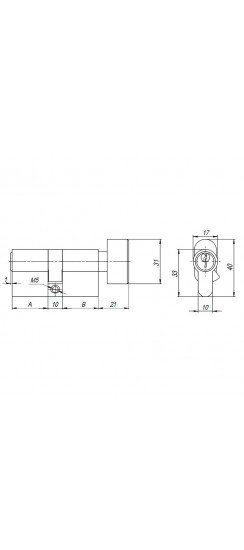 Цилиндровый Ajax (Аякс) механизм (AX102/70) AX1002Knob70 (30+10+30) CP хром с вертушкой