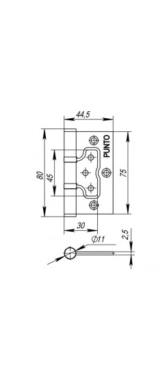 Петля Punto (Пунто) универсальная без врезки IN3200W AB (200-2B 75x2,5) бронза